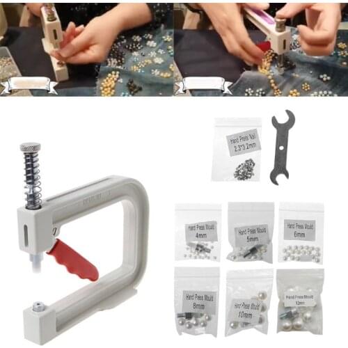 1 Set Manual Beading Machine Clothes Cap Pearl Bead Rivet Craft For DIY Repair Lace Knit Hat Hair Tools