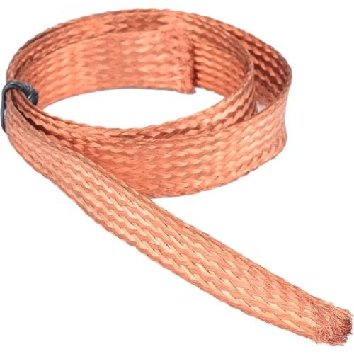 1m 3.3ft 15mm Flat Pure Copper Braid Cable Bare Copper Braid Wire Ground Lead Welding Wires Welding Soldering Supplies