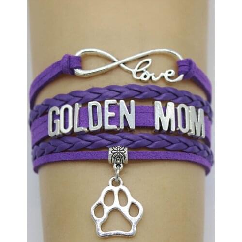 10PC/lot Infinity Love Golden Mom Rba Paw Charm Wrap Bracelets Dog Paw Print Charms Animal Bracelet Women&Men Bracelets Jewelry