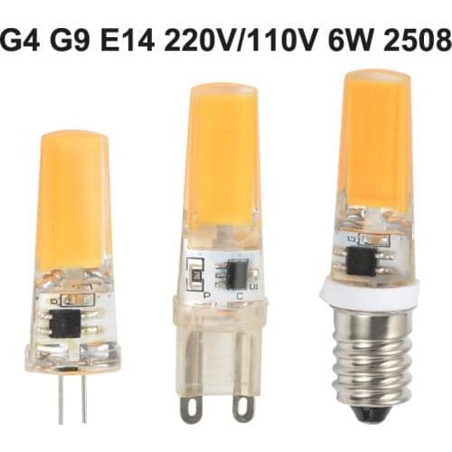 10pcs Dimmable Led Bulb 2508 6w G9 G4 E12 COB Light Replace Crystal Chandelier Candle Spotlight 220v 230V 240V