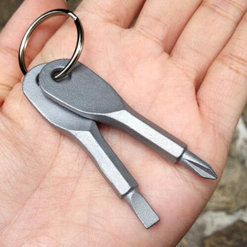 2pcs/ set) Key Style Screwdrivers Portable Slotted Phillips Screwdriver Set w/ Key Ring Multitool EDC Tool Screw Driver