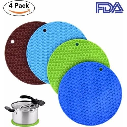 4pcs Extra Thick Silicone Trivet Mat Hot Pads Non-slip Silicone Insulation Mat