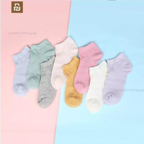 8 pairs of xiaomi mijia summer macaron color mesh breathable womens socks, ladies sports socks, antibacterial socks
