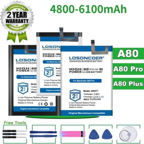 LOSONCOER Battery 4800-5500mAh DK017 DK019 Mobile Phone Battery For Blackview A80 / A80 Pro / A80 Plus