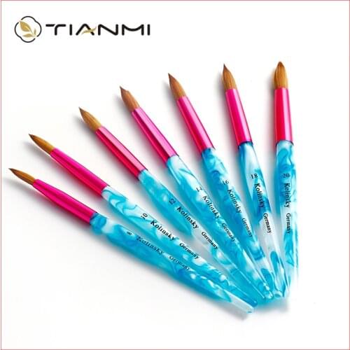 TIANMI Acrylic Nail Brush Oval Crimped Shaped Nail Painting Pen UV Gel Polish Brush Wood Handle Beginner Manicure Powder Brush