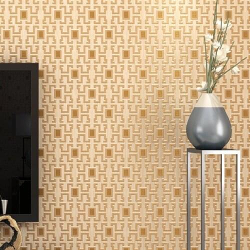 Beibehang Modern Chinese small lattice 3D non-woven wallpaper Chinese style study room tea restaurant restaurant hotel wallpaper