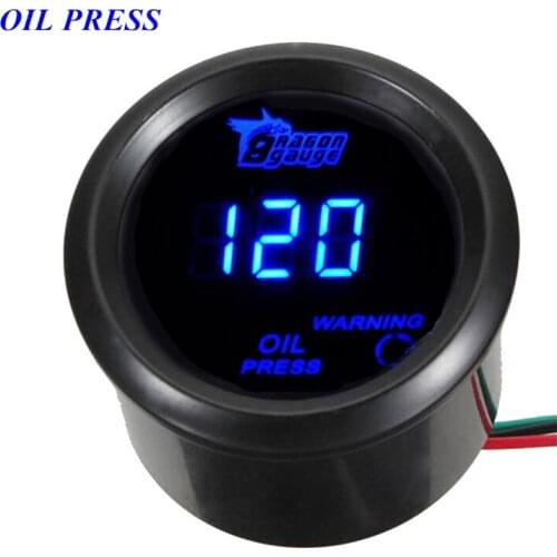 EE support 2" 52mm Black Cover Blue LED Digital Oil Press Gauge Car Pressure Meter Universal Auto Accessories