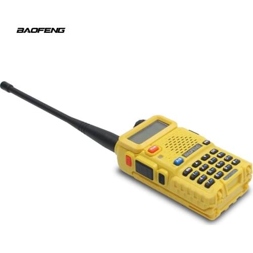BAOFENG UV-5R Yellow Walkie Talkie & PTT Earpiece LCD Dispaly Dual Band Dual Standby 5W 128CH FM VOX Alarm Scan ham Transceiver