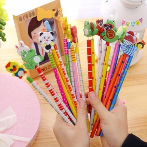 20pcs Lovely Cartoon Animal Spring Pencil Students Writing Pencils Children Toys Stationery Gifts Party Favors Birthday Gift