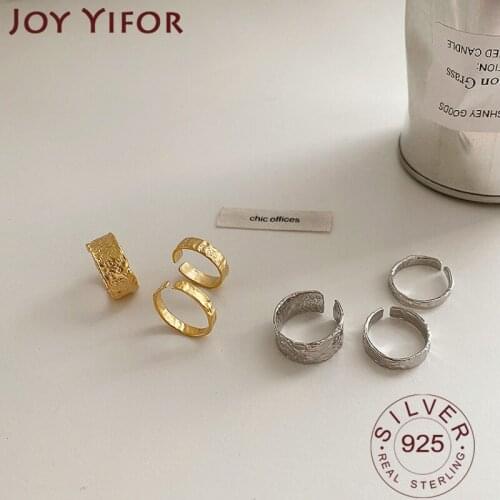925 Sterling Silver Rings For Women Wide Narrow Bump Retro Distressed Opening Handmade Ring Fashion Fine Jewelry