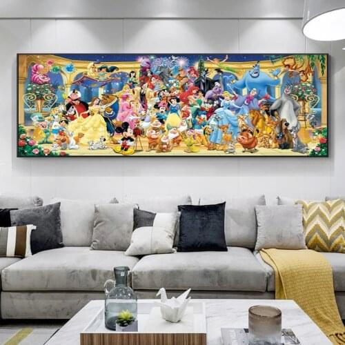 Disney Anime Character Collection Canvas Painting Mickey Mouse and Princess Posters and Prints Wall Art Picture for Home Decor