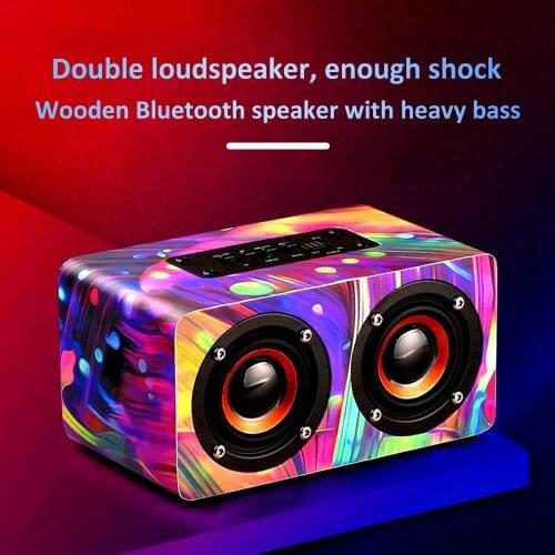 Creative Wireless Wooden Mini Portable Gift Custom Small Stereo Mobile Phone Home High-power Bluetooth-compatible Speaker