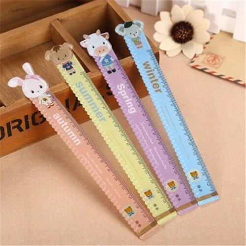 1PCS 15cm Pupil Creative Cartoon Animal ruler Wavy Line Cute Student Plastic Ruler Kids Gifts School Office Supplies