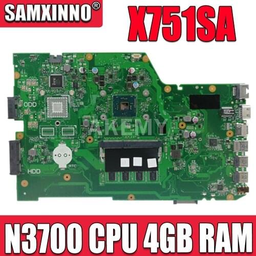 X751SA N3700 CPU 4GB RAM Laptop motherboard For Asus X751S X751SJ X751SV mainboard 90NB07M0-R00050 Tested Working free shipping