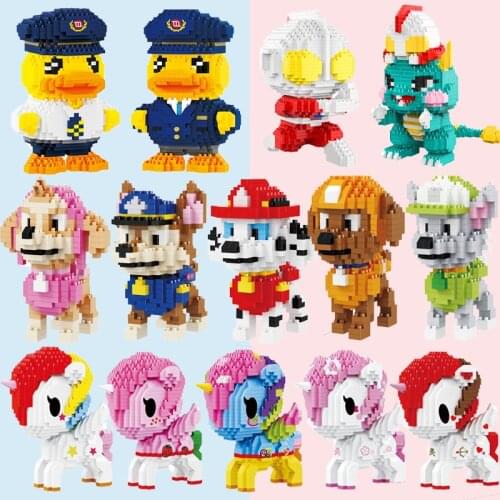 Cartoon Anime Cat Model Cute Toys Diamond Mini Micro Building Blocks Bricks Unicorn Duck Banana Dog Rainbow Horse Animal Gift