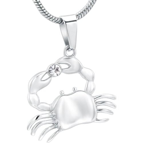 316L Stainless Steel Crab Shape Cremation Jewelry Engravable Pet Funeral Urn Pendant Hold Ashes Keepsake Memorial Necklace