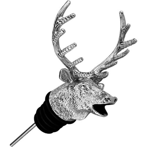 New Zinc Alloy Bar Tools Deer Head Wine Pourer High-End Wine Bottle Stoppers Coolest Cork Wine Aerators Silver Gold