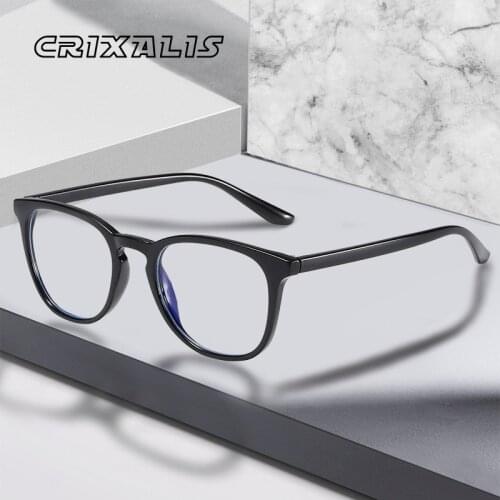 CRIXALIS Men Anti Blue Ray Light Blocking Glasses Men Women UV400 Vintage Glasses For Computer Unisex Round TR90 Optical Frame