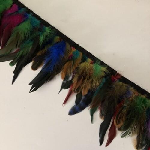 Wholesale 10 Meter Colorful Fluffy Rooster Coque Feathers Ribbon fringe 4-8 Inches Dress Costumes Sewing Feather Trim for Crafts