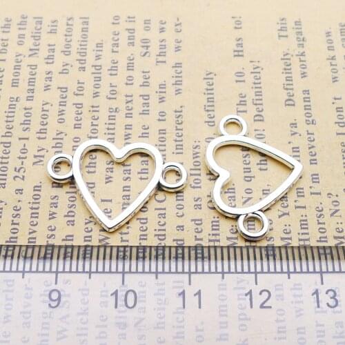 10 Pieces Of Pendant Heart-Shaped Link Connector 16x24 Mm Antique Bronze Silver Pendant Making Diy Handmade Jewelry Factory Whol