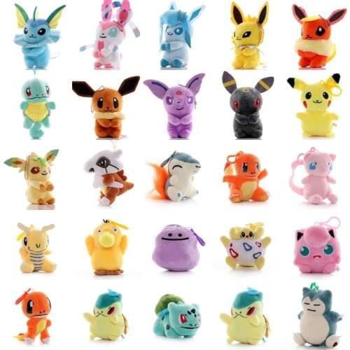 Anime pokemoned 9-14cm pikachu EeveelutionEspeon Glaceon Vaporeon Togepi Ditto Snorlax Charmander Plush Toy Gift For kid
