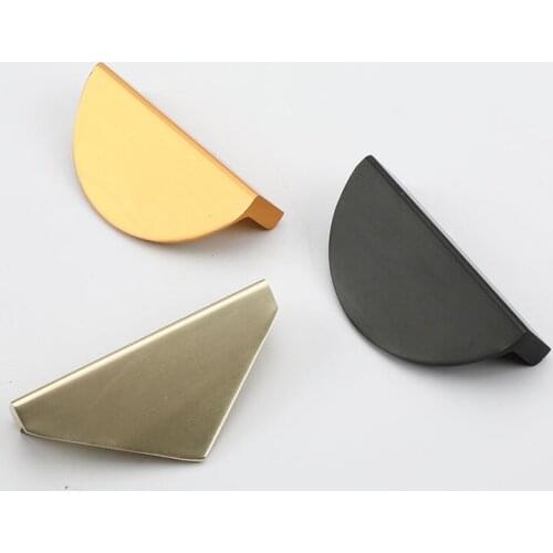 8Pcs/Lot Aluminum Alloy Semi-Circle Half Round Triangle Shape Furniture Cabinet Cupboard Door Pull Champagne Black Brass