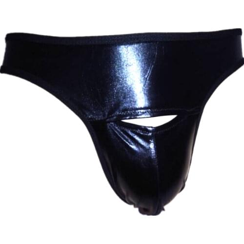 Sexy Black Vinyl Wet Look Thong Mens Wet Look Underwear Allure Lingerie Sexy Stripper Mens Vinyl Fishnet Black Thong One Size