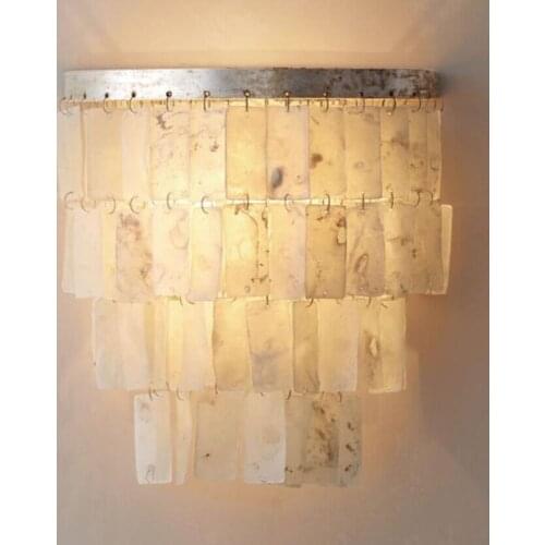 Retro silver metal wall sconces bedside shell wall lamps bedroom decorative wall lighting nordic home loft stairs mounted lamp