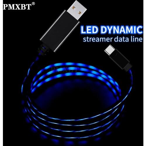 Glowing Cable Mobile Phone Charging Cables LED Light Micro USB Type C Charger For Xiaomi Huawei Honor Charge Streamer Wire Cord
