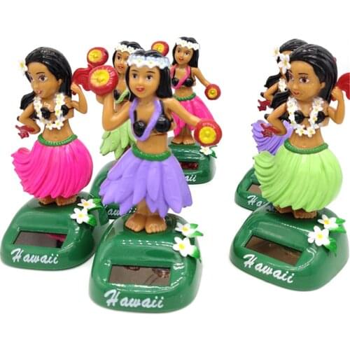 Solar Powered Dancing Toy Hula Girl Dancing Shaking Head Toys Auto Interior Decompression Dashboard Ornament