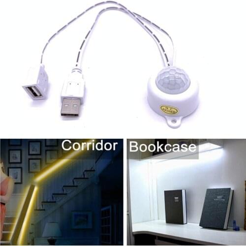 USB PIR Motion Sensor Switch Light Strip DC 5V-24V 2835 SMD 1M 2M 3M Detector Night Light For Closet Stairs Kitchen Cabine