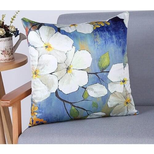 High-Grade Thickening Pillowcase Simulation Silk Classical Printing Pillow Floral Printing Sofa Pillowcase Cushion Wholesale