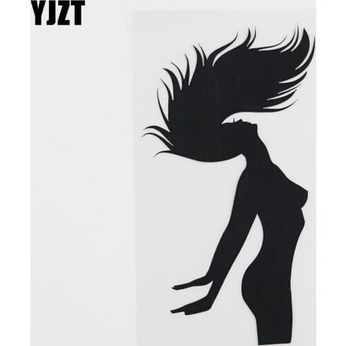 YJZT 8.8CMX15.9CM Fun Sexy Naked Woman Decal Vinyl Car Sticker Black/Silver 8A-0452