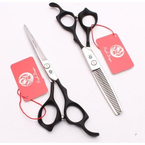 Z1024 6" 17.5cm Black 440C Purple Dragon Professional Hairdressers scissors Cutting Shears Thinning Scissors Salon Styling Tool