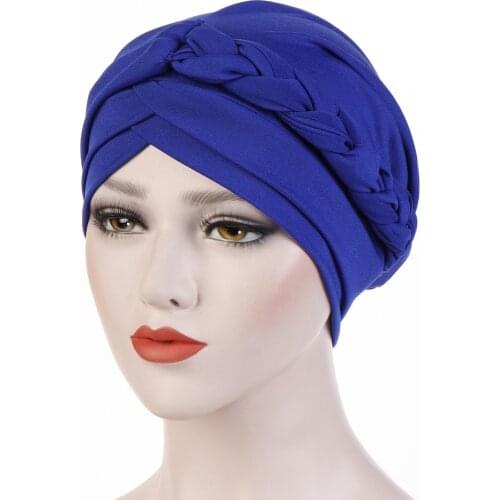 Women Turban Hat Bohemia Style Fashion Braid Knot Lady Head Scarf Hijab Muslim Inner Hijab for Women Hair Accessories Hair Loss