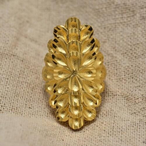 Dubai Ethiopia Open flowers Gold Color Ring for Women/Girl Arab Ring Copper Jewelry Middle Eastern,Israel/Iraq/Oman/Turkey Gift