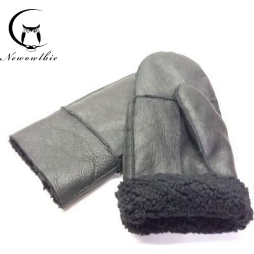 Winter Work Gloves Men Sheepskin Gloves Genuine Leather Gloves For Men Winter Warm Fur Thick Gloves