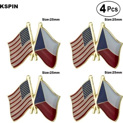U.S.A.& Czech Rep. Friendship Flag Pin Lapel Pin Badge Brooch Icons 4pcs