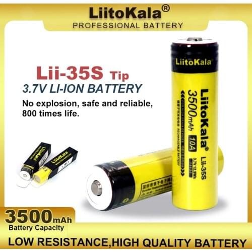 1-20PCS LiitoKala Lii-35S New 18650 Battery 3.7V 3500mAh Rechargeable Lithium Battery for LED Flashlight+DIY Pointed