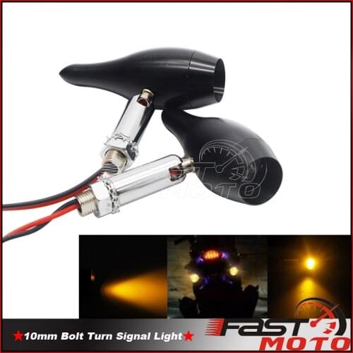 1 Pair Universal Motorcycle LED Blinker Flasher 10mm Bolt Turn Signal Light Indicator for Helicopter Cruiser Honda Yamaha BMW