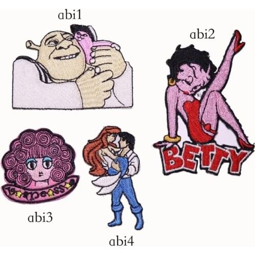 300pcs/lot Embroidery Patch Letter Cartoon Cute Character Girl Clothing Decoration Sewing Accessory Iron Heat Transfer Applique