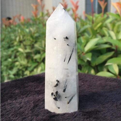 65G Natural beautiful tourmaline quartz crystal single point healing