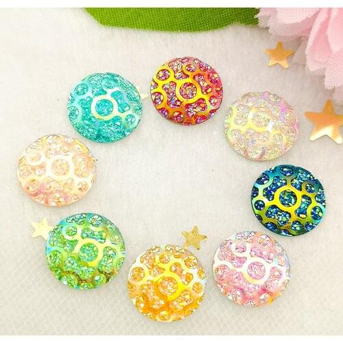 80 Pcs 12mm AB Resin Round Shape Flatback Scrapbooking Home Decor Wedding Decoration DIY Accessories