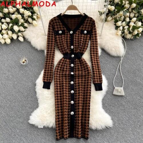 ALPHALMODA Fashionable Knitted Dresses