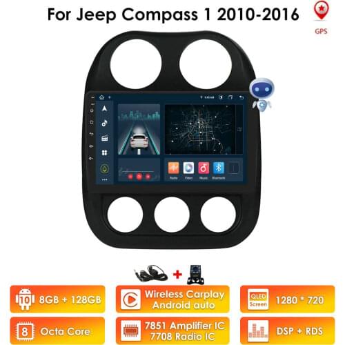 OSSURET Car Multimedia Radio Stereo For JEEP Compass Patriot Radio 2011 2012 2013-2017 Android 10 System GPS Navigation Auto AHD