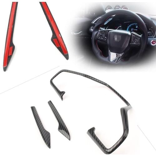 Car Styling Carbon Fiber Style Car Steering Wheel Frame Cover Trim Protector Decoration For Honda Civic 10th 2016 2017 2018