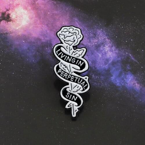 Dark Rose Brooch Living in Perpetual sin Enamel Pin Coat Knit Individualized Badge Best Friends Creative Gift Couple Jewellery