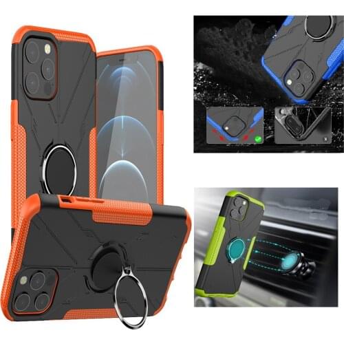 Armor Shockproof Bracket Case For iPhone 12 Mini 11 Pro Max Cases Phone Stand Protective Cover Rotating Ring Magnetic Car Holder