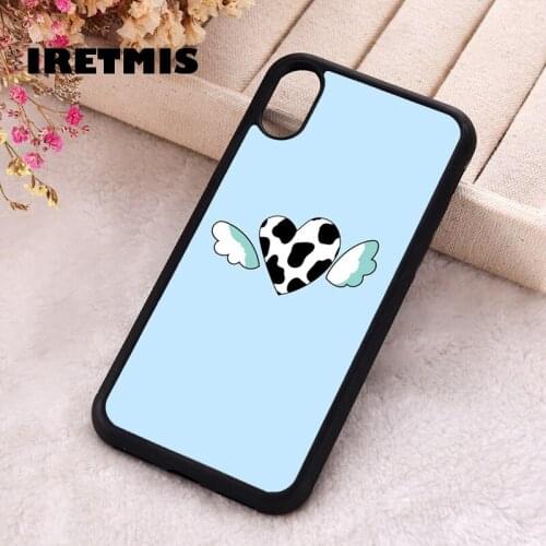 Iretmis 5 5S SE 2020 Phone Cover Case for iPhone 6 6S 7 8 Plus X Xs XR 11 12 Mini Pro Max Silicone Cow Print Heart Angel