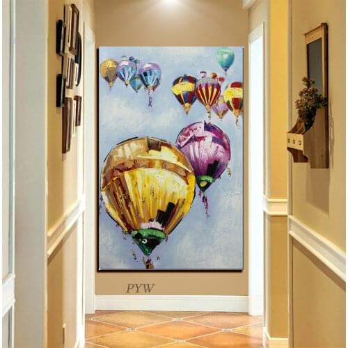 100% Hand Painted Abstract Hot Air Balloon Oil Painting On Canvas Wall Art Frameless Picture Decoration For Live Room Home Decor
